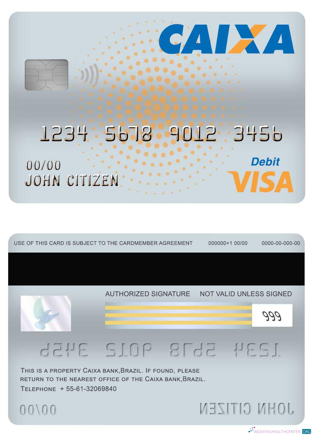 Download Brazil Caixa bank visa debit card Photoshop template